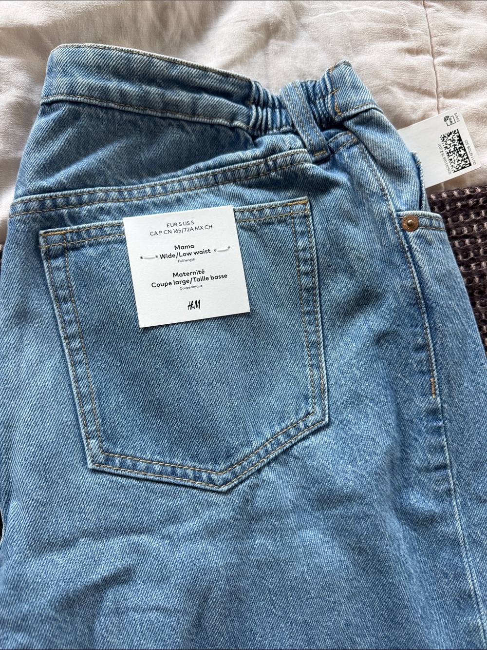 H&M Maternity Light Blue Women's Relaxed Jeans with Elastic Waist